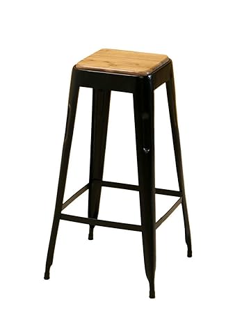 Rajtai Shree French Style Paris Wooden Top Bar Stool/Kitchen Stool(Matt Finish, Black) 24 inches Height