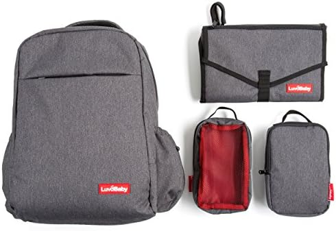 Premium Diaper Backpack Bag with Portable Diaper Changing Clutch Station Pad - Denim Color