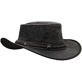 Crushable Cowboy Foldable Hat for Men Women Lightweight Handcrafted Western Outback Hat Wide Brim Durable Cowgirl Black