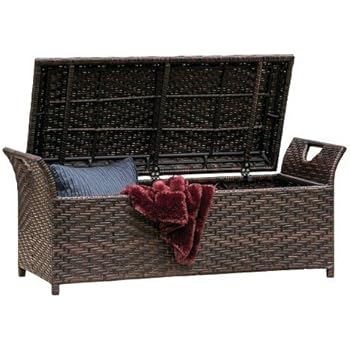 Amazon.com : Outdoor Wicker Storage Bench Seat Box : Garden & Outdoor