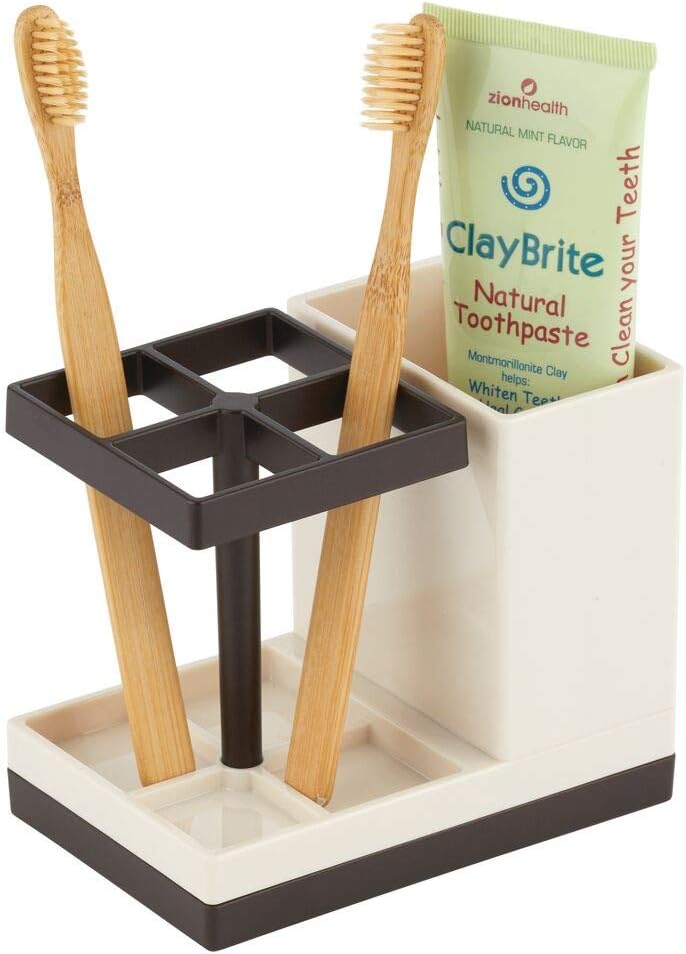 mDesign FreeStanding Toothbrush Holder Toothbrush Stand with