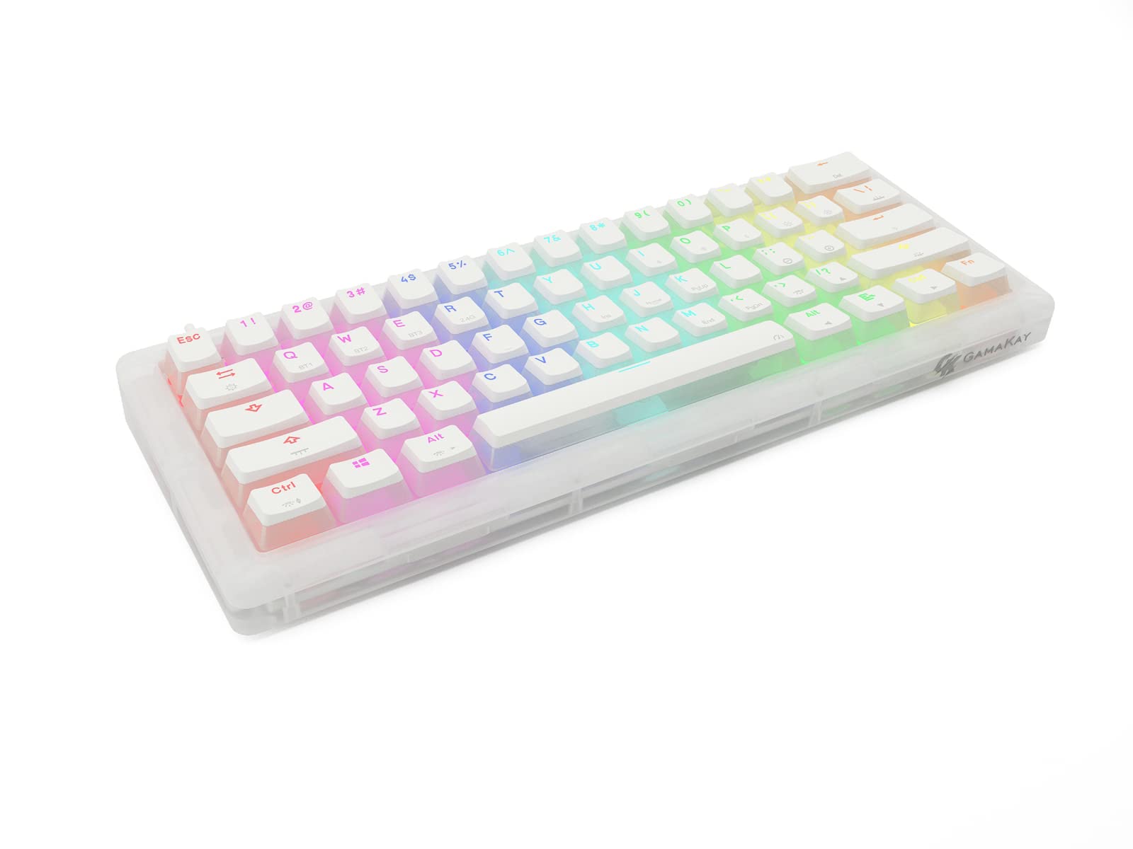 GK GAMAKAY K61 Pro 60% RGB Gasket Mechanical Keyboard, Bluetooth/USB-C Wired/2.4GHz Wireless 61 Keys Hot Swap Gaming Keyboard with CNC Acrylic Base Pudding PBT/ABS Keycaps (Red Switch)