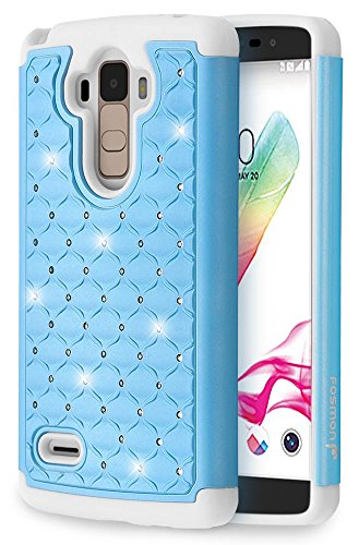 LG G Stylo Case - HYBO-SD Diamond Star Design Hybrid Case for LG G Stylo (Sky Blue / White)