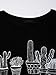 Persun Women Black Cute Cacuts Print Short Sleeve T-shirt, Black, Tag Medium/ US 4