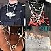 7th Moon Lock Pendant Necklace Statement Long Chain Punk Multilayer Choker Necklace for Women Men