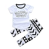 2PCS Toddler Kid Baby Girl Summer Outfit Clothes T-shirt Tops+Pants Bodysuit Set