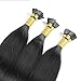 100S Stick I- Tip Hair Extensions Remy Human Hair Extensions Black Straight 50g (18 Inch, 1 Jet Black)