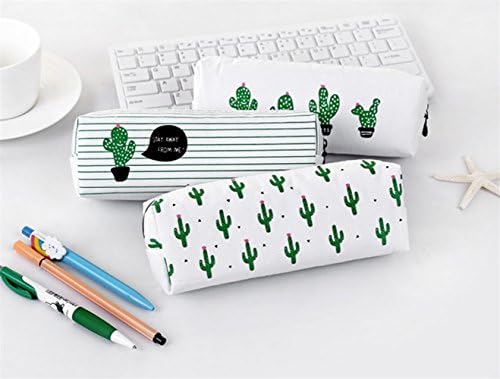 BaBaSM Modern Exquisite Cactus Pattern Pen Pencil Case Pencil Cases Pencil Bag(White)