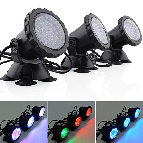 Deckey Waterproof 36 LED Submersible Spotlight Landscape Lamp for Aquarium Fish Tank, Garden Fountain, Pond Pool (3 Pack)