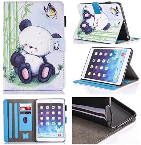 iPad Mini 1/2/3/4 Case Stand Case Perfect Smart Auto Wake/Sleep [Magnet Closure] REASUN Colorful Cover Flip Folio Cards Slots Wallet Case For iPad Mini 1/2/3/4 (Panda)