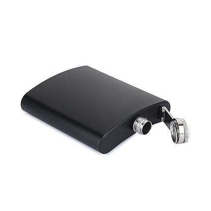 Menzy Pocket Carry Easy to Use Stainless Steel Liquor Hip Flask - Matt Black (Approx. 210 ml)