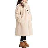 Podgina Girls Winter Dress Coat Windbreaker Clothes Fur Outwear Kids White Fleece Jacket