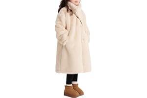 Podgina Girls Winter Dress Coat Windbreaker Clothes Fur Outwear Kids White Fleece Jacket