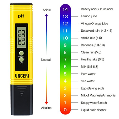 URCERI Digital PH Meter, PH Meter 0.01pH High Accuracy, Water Quality Tester with 0-14pH Measurement Range, for Household Drinking Water Swimming Pools Aquariums and Hydroponics