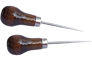 ZLKSKER (Pack of 2) Wooden Handle Scratch Awl for Leather Punch Hole or DIY Handmade (Gourd Awl)