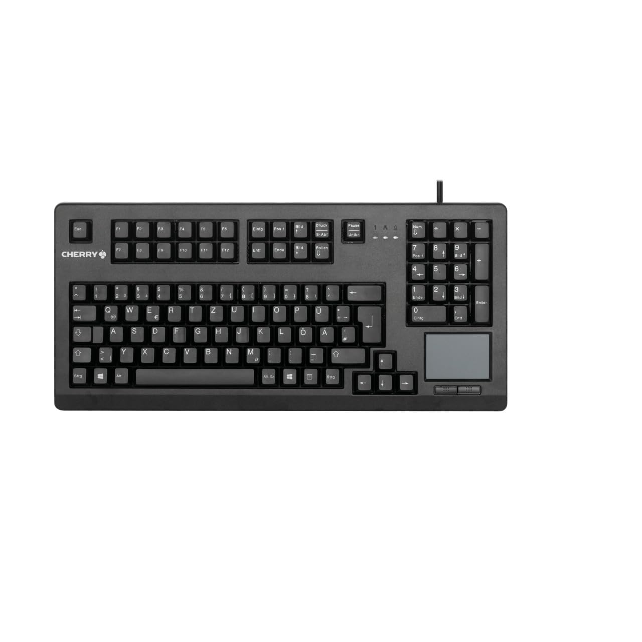 CHERRY G80-11900, Compact Mechanical Keyboard with Numpad, Touchpad & 2 Mouse Buttons, EU Layout (QWERTY), USB Connection, MX BLACK Switches, Black