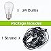 48Ft Outdoor Weatherproof String Lights with 24 Sockets E26 Base & 26 11W S14 Warm Bulbs, Commercial Grade Heavy Duty Light String for Patio, Bistro, Backyard, Black Wire
