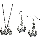 Viking Necklace & Earring Set, with clear crystal faceted accent beads, on 20 inch stainless steel chain and sterling silver earwires