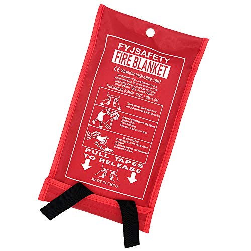 Emergency Survival Fiberglass Fire Blanket Shelter Safety Cover Ideal for The Kitchen, Fireplace, Grill, car, Camping (39×39 in)