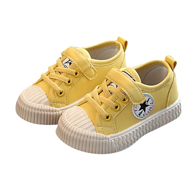 Hopscotch Boys and Girls PU Fixed Lace Sneakers in Yellow Color, UK10.5 (FAQ2891999) Amazon