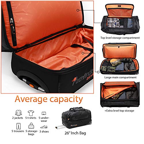 Pathfinder Gear 26 Inch Rolling Drop Bottom Duffel, Black, One Size