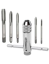 XLX - Llave de grifo de mano ajustable con trinquete y 5 piezas M3-M8 de grifo métrico manual