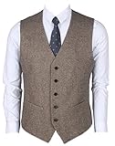 Ruth&Boaz 2Pockets 5Buttons Wool Herringbone / Tweed Business Suit Vest