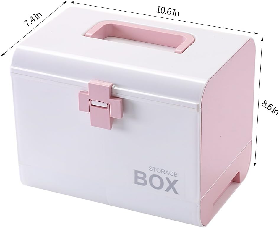 IMPR3·TREE Plastic Child Proof Security Storage Box Organizer Medicine Box Family Emergency Kit (Pink): Kitchen & Dining