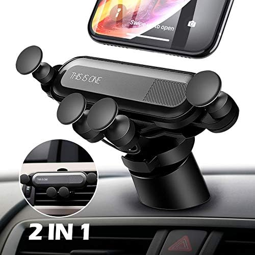 Car Phone Mount,Phone Holder for Car,2019 New 2 in 1 Anti-Slip Phone Holder Compatible with iPhone, Samsung, Android Smartphones (Black)