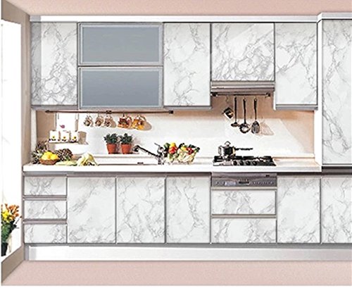 Yancorp White Gray Marble Contact Paper Removable Wallpaper Film Self-Adhesive Marble Sticker Kitchen Peel and Stick Backsplash Tile Countertop Furniture Shelf Liner 10ft (12"x79", White Gray)