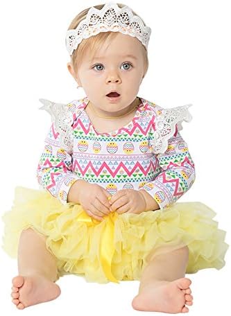Baby Girls Easter Day Eggs Party Tutu Dress Headband 3PCS Outfits (L (6-12 month), easter eggs)