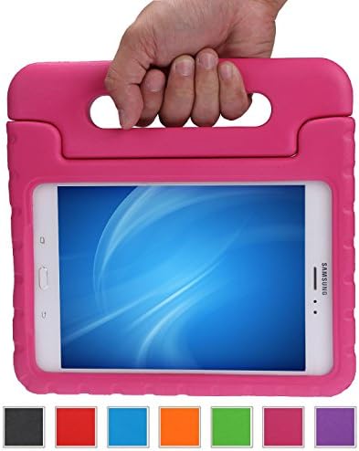 Color Our Life Samsung Galaxy Tab A 8.0 Kids Case, EVA Full-body Protective Cover with Handle Stand and Light Weight Shock Proof Kids Friendly Child Case for Samsung Tab A 8-Inch SM-T350 (Rose)