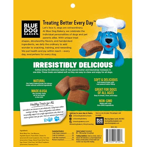 BLUE DOG BAKERY NATURAL DOG TREATS, SOFTIES, PEANUT BUTTER FLAVOR, 16.2OZ BAG, 1 BAG
