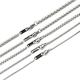 KissYan Stainless Steel 1.5mm to 3.5mm Rolo Cable Wheat Necklace For Unisex Adult 16 to 36 Inch Option
