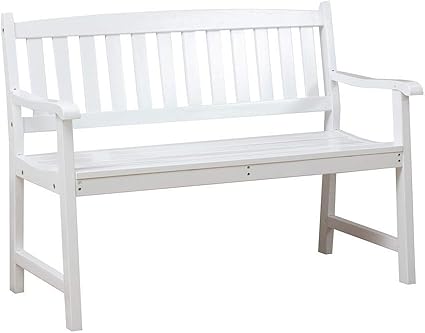 Amazon Com Anjor 2 Seat Outdoor Garden Bench 4 Feet Wood Patio Furniture Front Porch White Garden Outdoor