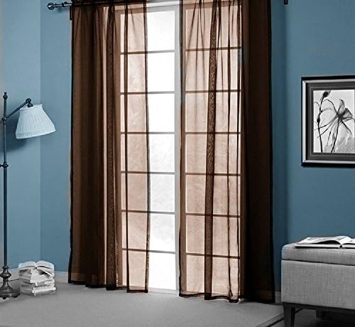 Coffee Color Solid Voile Pure Color Gauze Drape Panel Sheer Tulle, Accept Custom Size, Special Rod Pocket Top, 1 Piece, Brown Gauze Curtain for Living Room, W40 x H84 inch