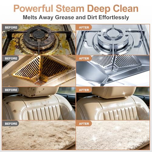 Steam Cleaner,Handheld Steam Cleaner 1500W Low Pressure, 15s Fast Heating, 1.8L Water Tank, with 12 Accessories for Home, Kitchen & Car Cleaning,White（Hold 3s to start）