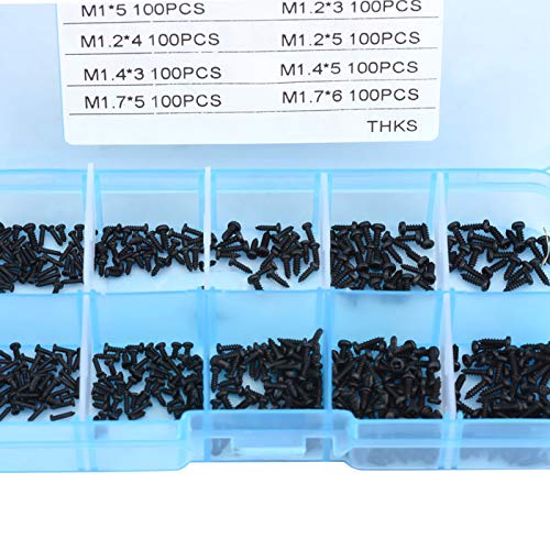 1000 stücke Mini Reparaturschrauben Set, M1 M1.2 M1.4 M1.7 Edelstahl Schrauben Cross Drive Pan Kopf Selbstschneidende… – Bild 8