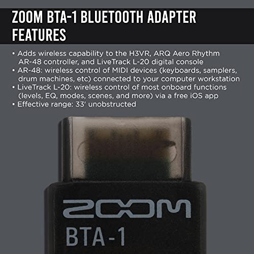Zoom BTA-1 Bluetooth Adapter For ARQ AR-48 / LiveTrak L-20 / H3-VR