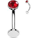 CHARMONLINE Titanium Belly Button Ring F136 - Flat Back Navel Piercing Jewelry, 14G Barbell, 10mm/12mm Internally Threaded Ring for Women