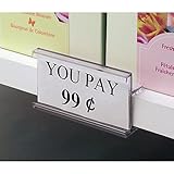 HUBERT Sign Holder For Wooden Shelves Clear Plastic Open-Faced Sign Clip - 2 12