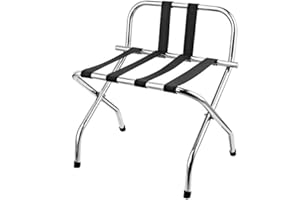 KUVICTEWL AMENITIES DEPOT 2 Pack- Folding Chrome Stainless Steel Luggage Rack with Back
