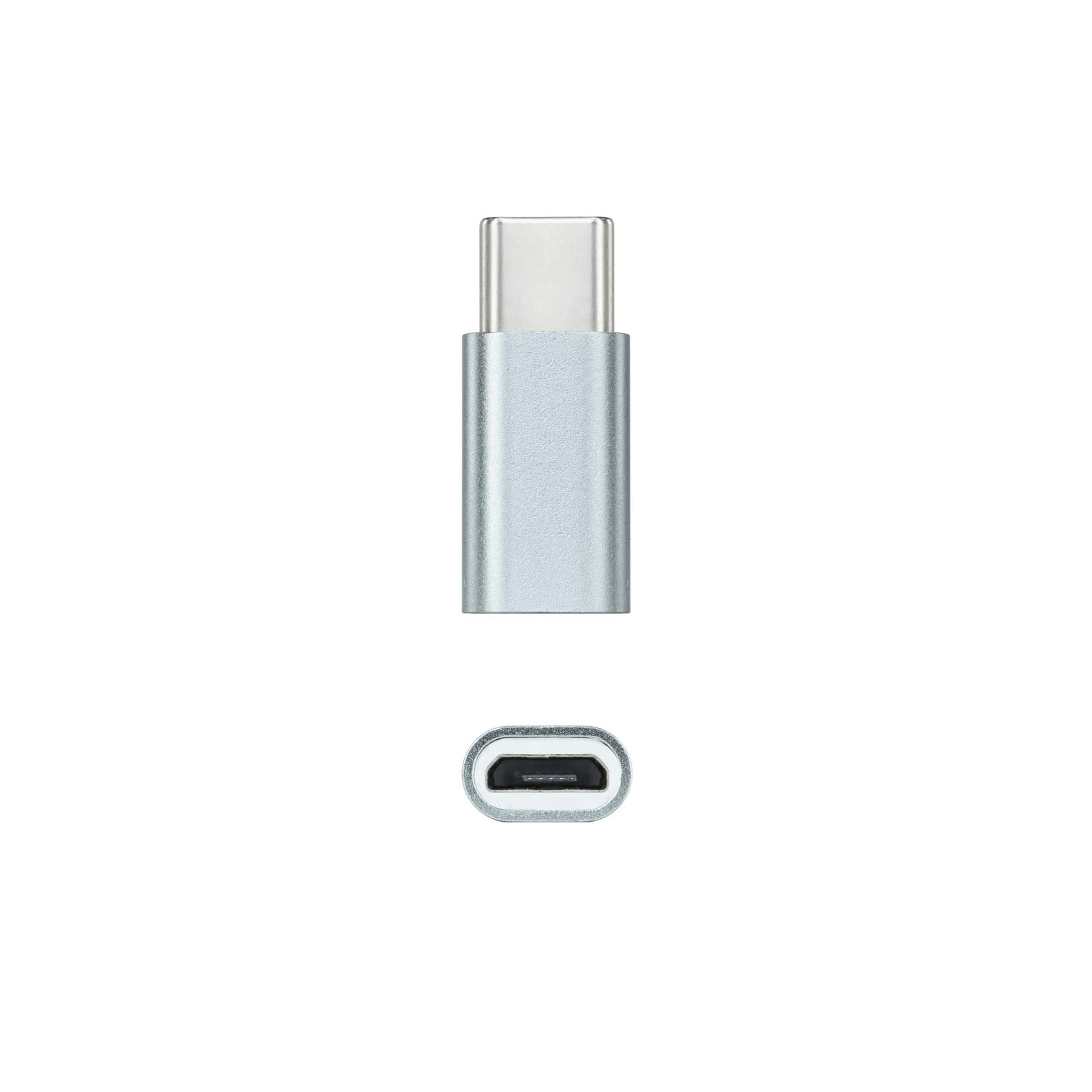 Nanocable 10.02.0011 - USB-C to Micro USB Adapter, USB-C/M-Micro B/H, Aluminium, Grey
