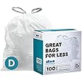 Plasticplace Custom Fit Trash Bags, Compatible with simplehuman Code D White Drawstring Garbage Liners 5.3 Gallon / 20 Liter, 15.75" x 28", 100 Count ( Pack of 1)