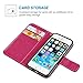 iPhone SE 5S 5G Case- MOLLYCOOCLE Natural Luxury Hot Pink Stand Wallet Purse Credit Card ID Holders Magnetic Design Flip Folio TPU Soft Bumper PU Leather Ultra Slim Fit Cover for iPhone SE 5S 5