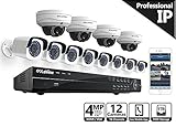 LaView HD 16 Channel (2688 x 1520) Business & Home NVR Security System  W/ 8 Indoor/Outdoor 4MP Bullet & 4 Indoor/Outdoor Dome IP POE Surveillance Cameras  100ft Night Vision 3TB HDD
