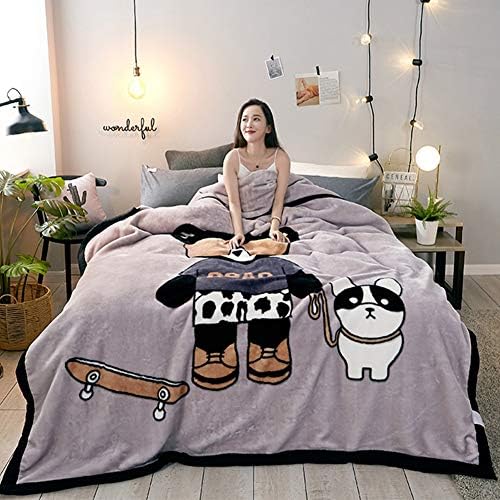 blanket Bedding Coral Fleece 2 Layers Thick Super Soft for Dormitory Use,F,200230CM
