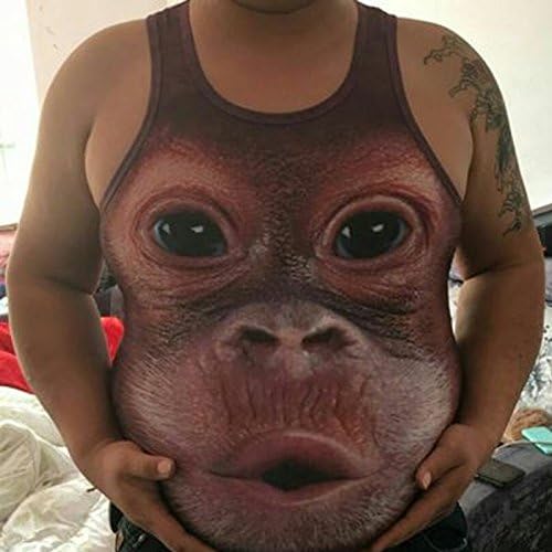 Naomi BL Lovely Pout Stereoscopic 3D Monkey Print Vest T-shirt Sleeveless Men Top B3Multicolor XXL