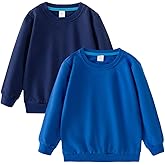 Shouldin 2-Pack Unisex Kids Crewneck Sweatshirt Long Sleeve Cotton Pullover Tops For Boys and Girls(Thin)