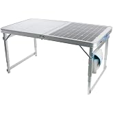 GOSUN Outdoor Furniture Solar Table - 60W Collapsible Folding Table | Off Grid Camping Kitchen Table for Outdoor Decor | Home Decor Temperate Glass Top Outdoor Patio Furniture with Solar Panel Charger